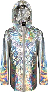 A2Z Kids Girls Boys Casual Shiny Metallic Raincoat Hooded Shower Proof Jacket Rain Mac FAULTY Sale Age 5-15