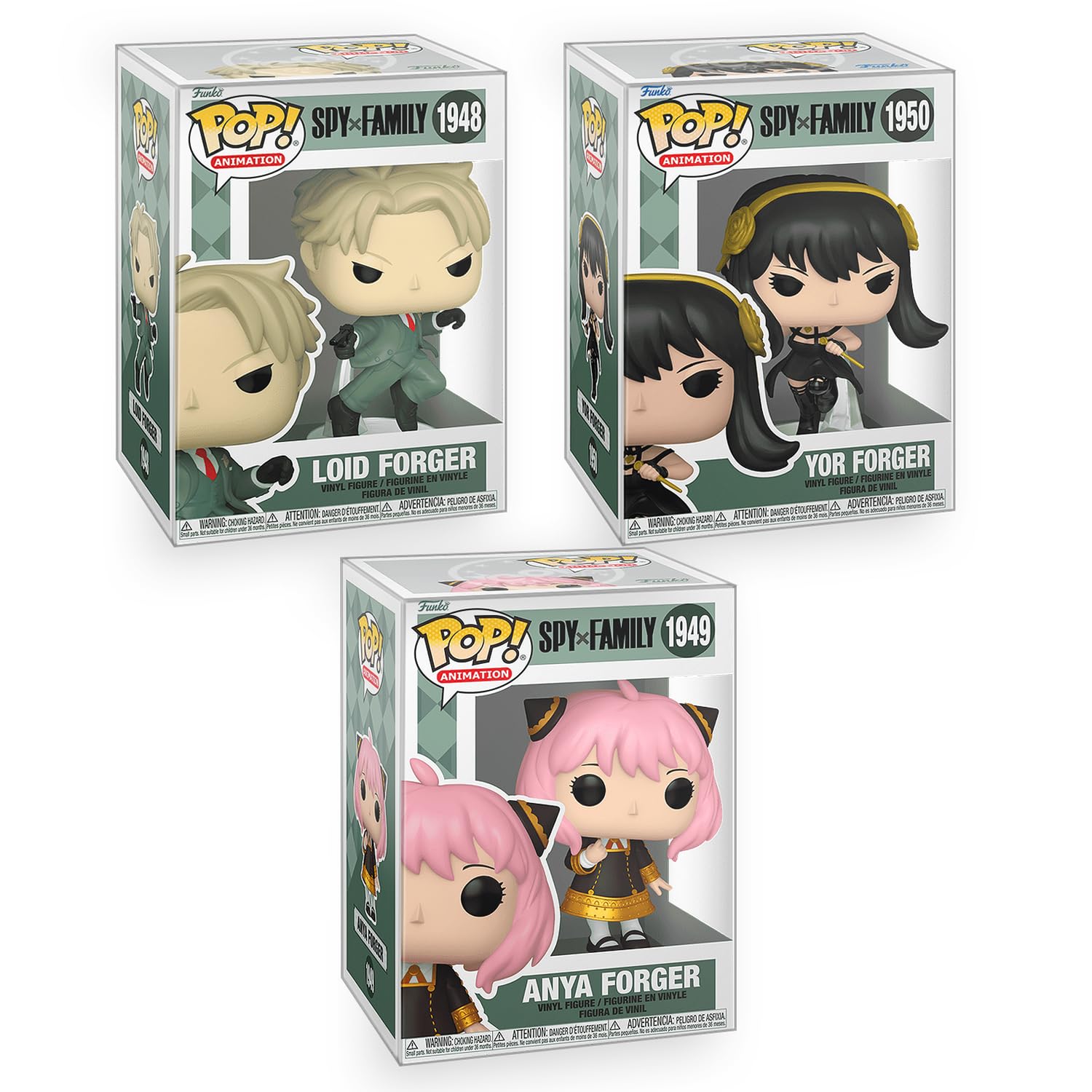 Epic Collectibles Pop Anime: Spy x Family - Set of 3 - Loid, Yor & Anya Forger Vinyl Figures Included with Box Protector Compatible for Funko