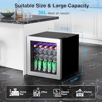 Kismile 1.3 Cu.Ft Beverage Refrigerator, 12 Bottles 50 Cans Beverage Fridge