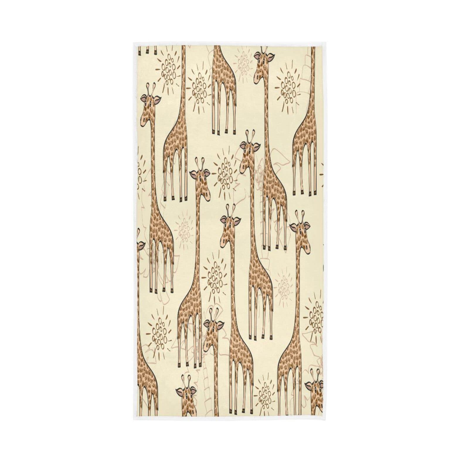 HUYGD Hand Drawn Giraffes Fingertip Towels, 15 x 30 Inches Soft Hand Towel Spa Facial Towels Farmhouse Bath Towels