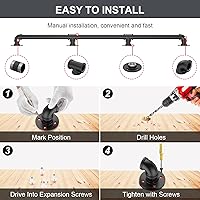 Vista 6 de Barandilla Industrial de 1 Pie para Escaleras con Montaje en Pared, Pasamanos de Escalera con Tubo de φ1.3" para Escalones, Barra de Agarre