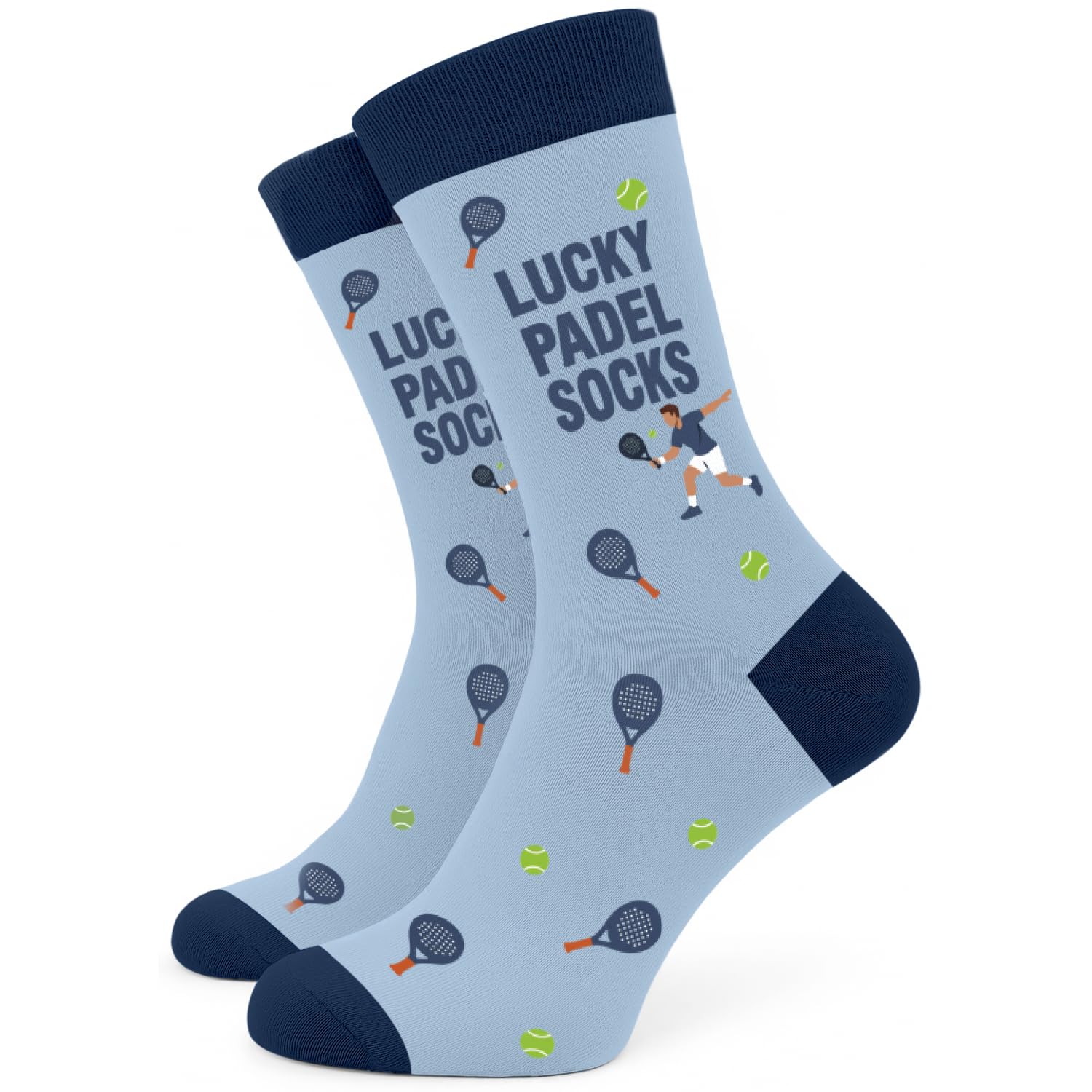 Sc Products Men's Lucky Padel Novelty Socks Funny Padel Gifts For | Cotton Size 6-12 Paddle Tennis Socks Padel Accessories For | Paddle Tennis Gifts Stocking Fillers