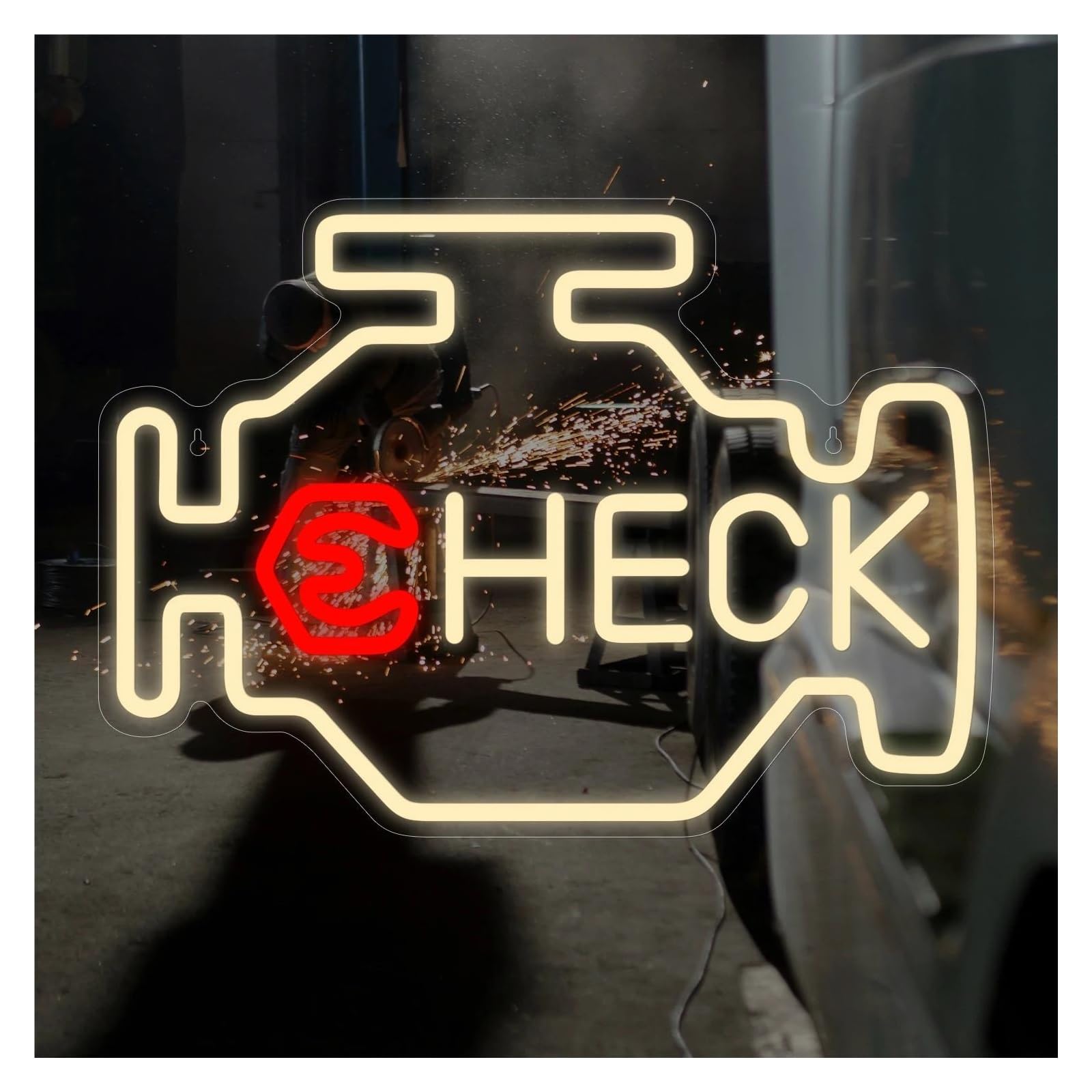 Shouxi One Color Sign Lamp Garage Neon Wall Decoration Car Logo, Used For Garage Decoration, Man Cave, Auto Repair Shop 29.1Cmx40.8cm