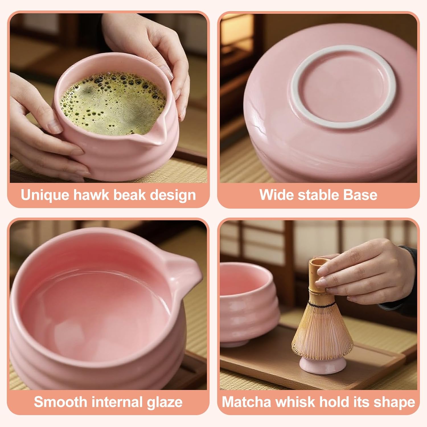 Hioetse Pink Matcha Whisk Set (7 pcs)