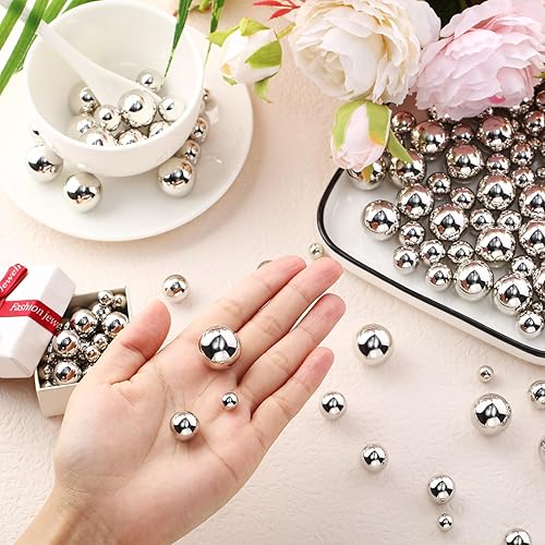 Miniatura 3 de Junkin 300 cuentas de maquillaje para jarrón de perlas sintéticas, a granel, sin agujero, cuentas de perlas brillantes, tamaños mixtos, perlas