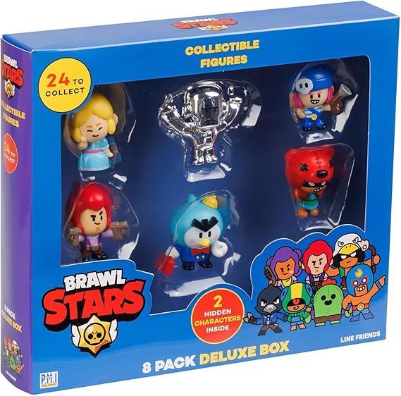 P.M.I. Brawl Stars Collectible Figures | 8 Toys Out of 24 Collectibles in 1 Box Merch Includes The Silver Skinned Item| Mini Toys with 2 Hidden Rare Figures (Assortment B)