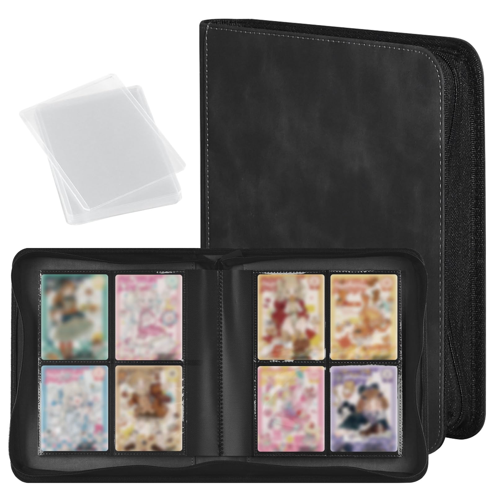 WEXFFU Trading Card Binder, 4-Pocket Trading Card Album, 112 Pockets, Folder CardBinder with 10 Toploader Card
