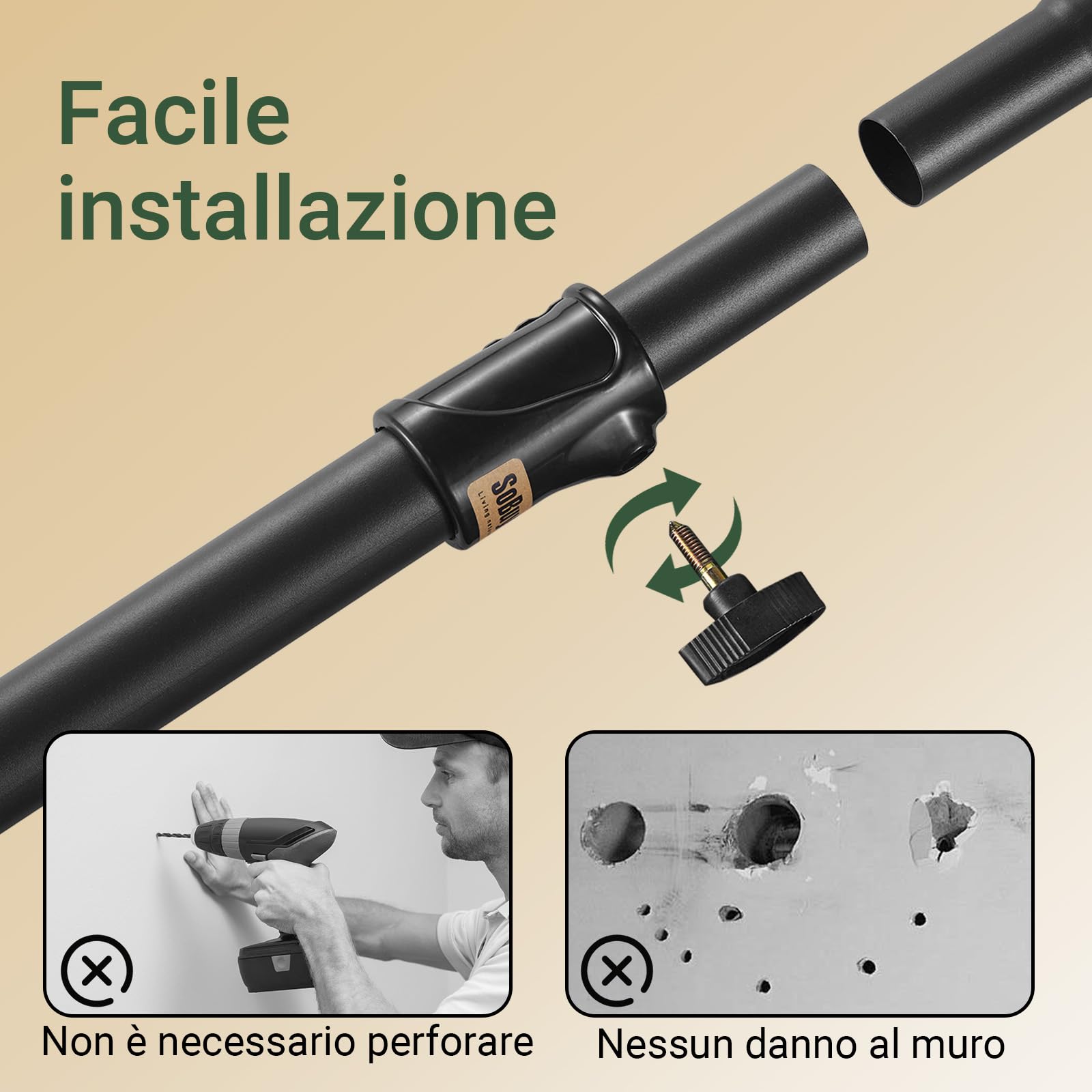 SoBuy Appendiabiti Telescopico, Stand Appendiabiti Robusto, Guardaroba Aperto Regolabile con Barre Appendiabiti per Camera da Letto, Cabina Armadio, Nero FRG109-II-SCH