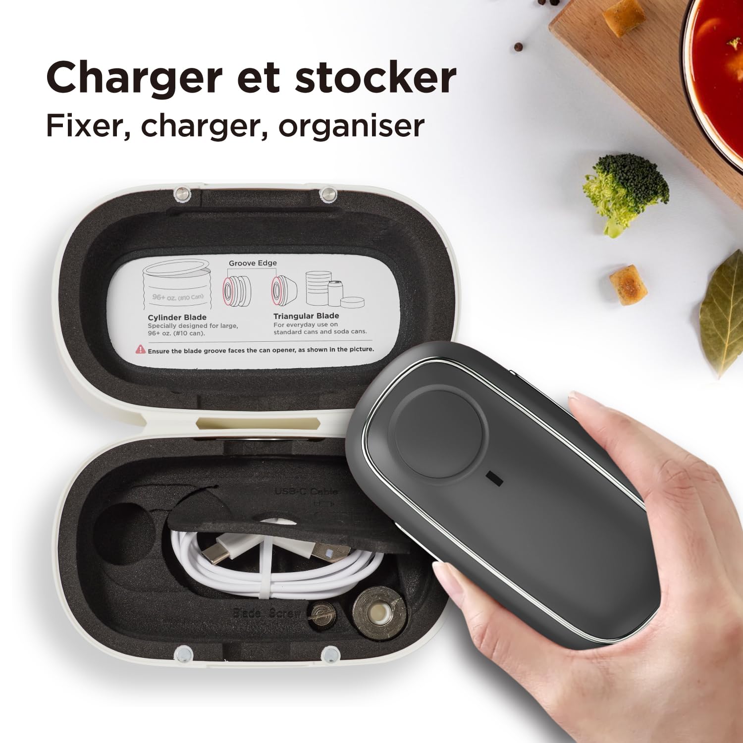 Ouvre-boîte rechargeable Orbit One de Kitchen Mama : fonctionnement à mains libres, chargement de type C, arrêt automatique, bord lisse (Noir)