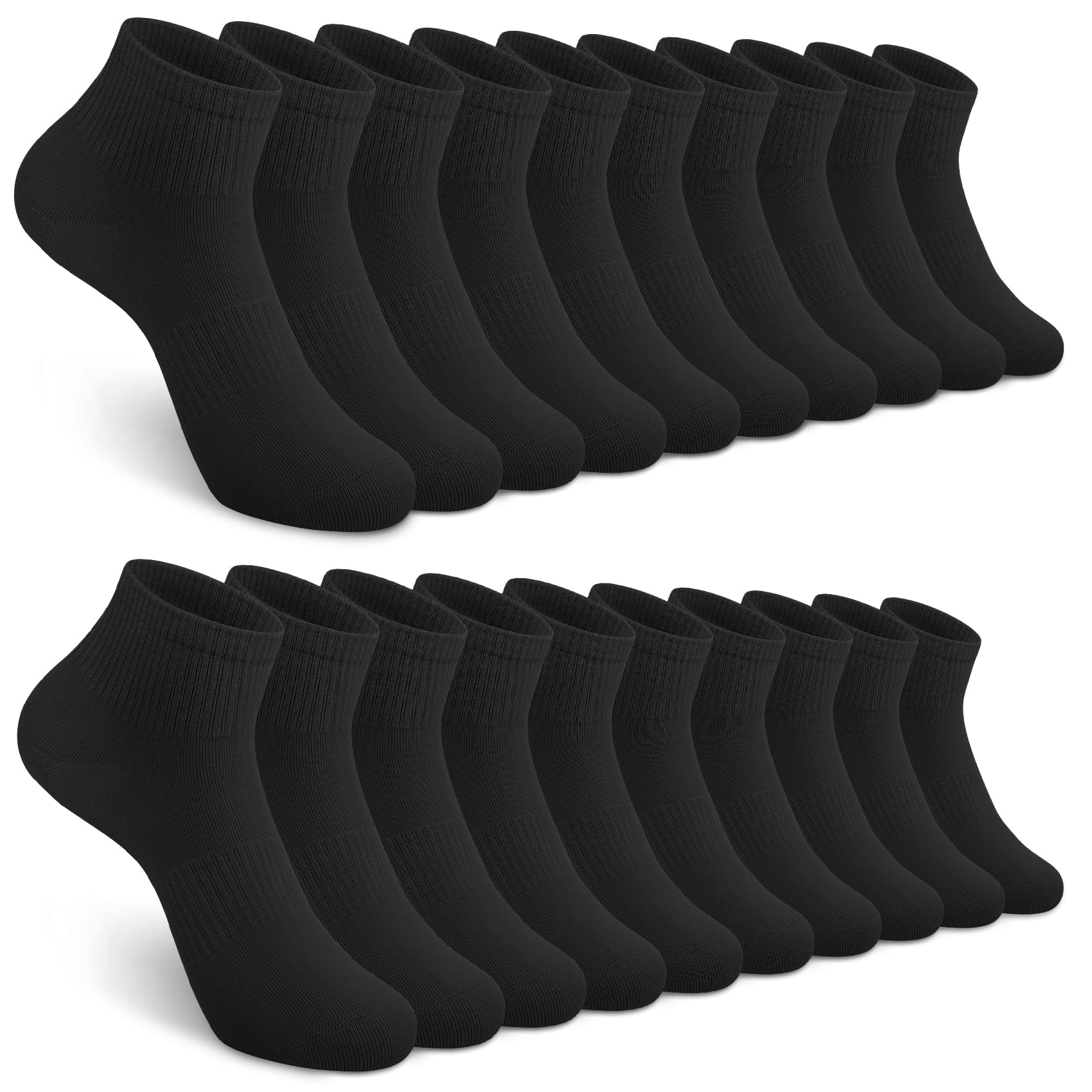 Tialfas Sneaker Socken Damen 39-42, 10 Paar Baumwolle Sportsocken Herren Unisex Sneakersocken Ankle Laufsocken Atmungsaktive Socken Schwarz Weiß Grau für Damen Herren