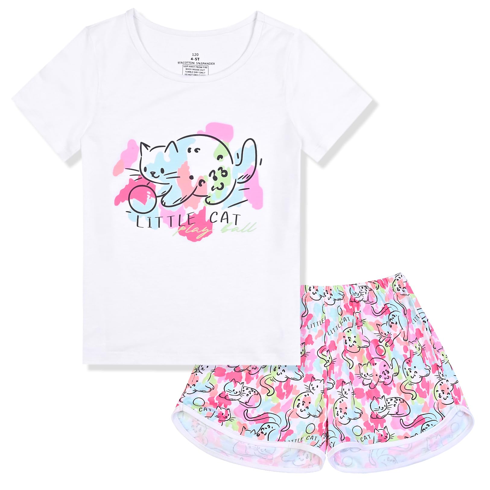 CHILDRENSTAR Pajama Sets for Girls Kids Pjs Summer Cotton Short Sleeve Sleepwear