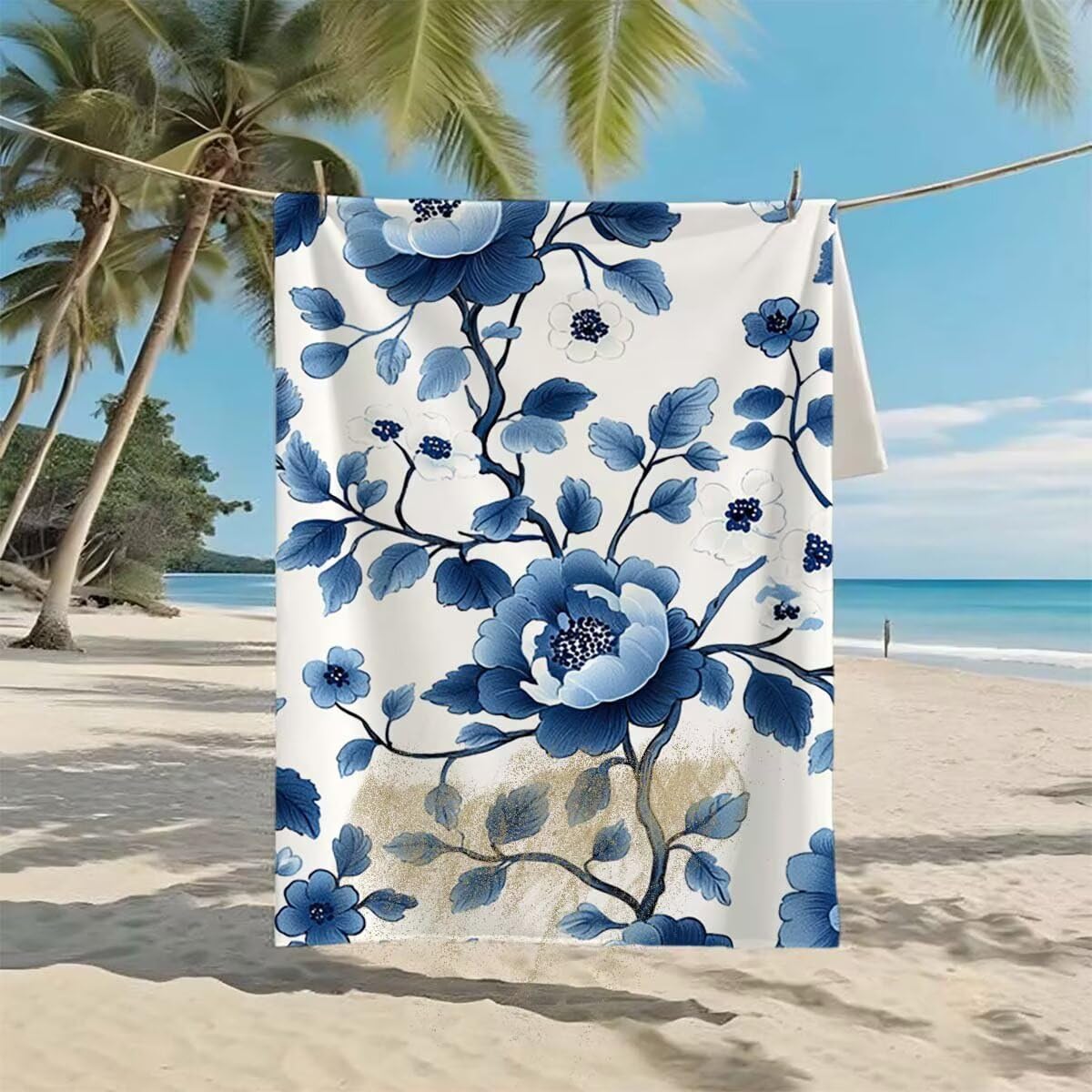Toalla de Playa Grande 220x100cm/35x70cm, Juego de 2 Toalla Microfibra XXL de Antiarena, Toallas Playa Suave Ligera, Absorbente Secado Rápido, Beach Towel Viaje Yoga, Regalo Mujer Hombre (Rural) H-73