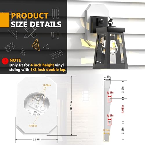 Vista 2 de Kit de montaje de revestimiento, bloque de montaje de revestimiento, bloque de montaje de luz exterior con caja eléctrica incorporada, placa