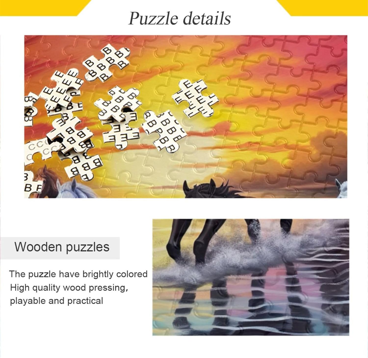 xigua Running Horse Jigsaw Puzzles for Adults 1000 Piece, Puzzles for Adults 1000 Piece Challenging Kids Teens Family Puzzle Game