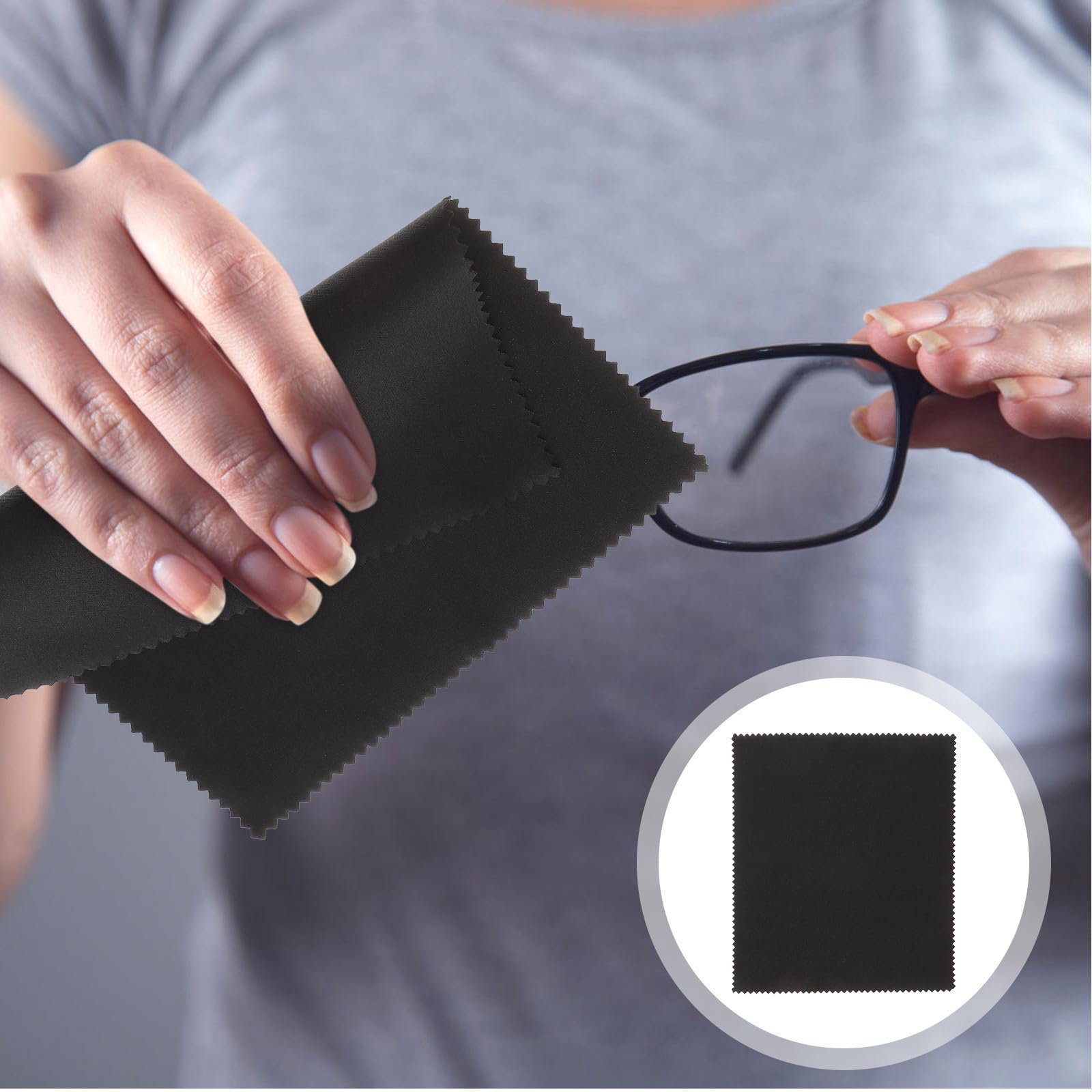 300 Piezas Paño de Microfibra para Gafas Negro, Doble Cara