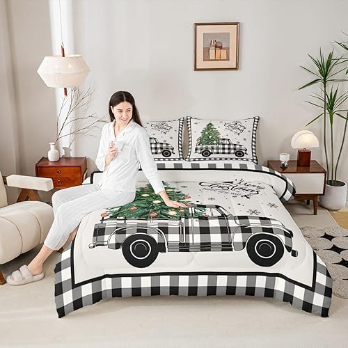 Miniatura 38 de Juego de edredón de Navidad para niños tamaño queen, ropa de cama festiva de dulces navideños, decoración de dormitorio/cabaña de Navidad para Multi