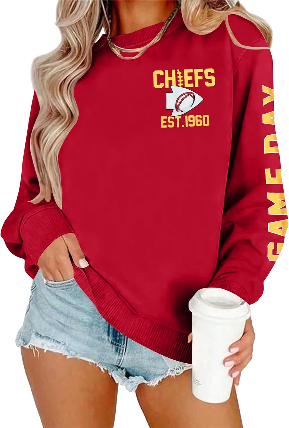 MYHALF Game Day Sweatshirt Football Shirts: Women Gameday Sequin Outfits Football Fan Game Day Shirt Long Sleeve Casual Tops