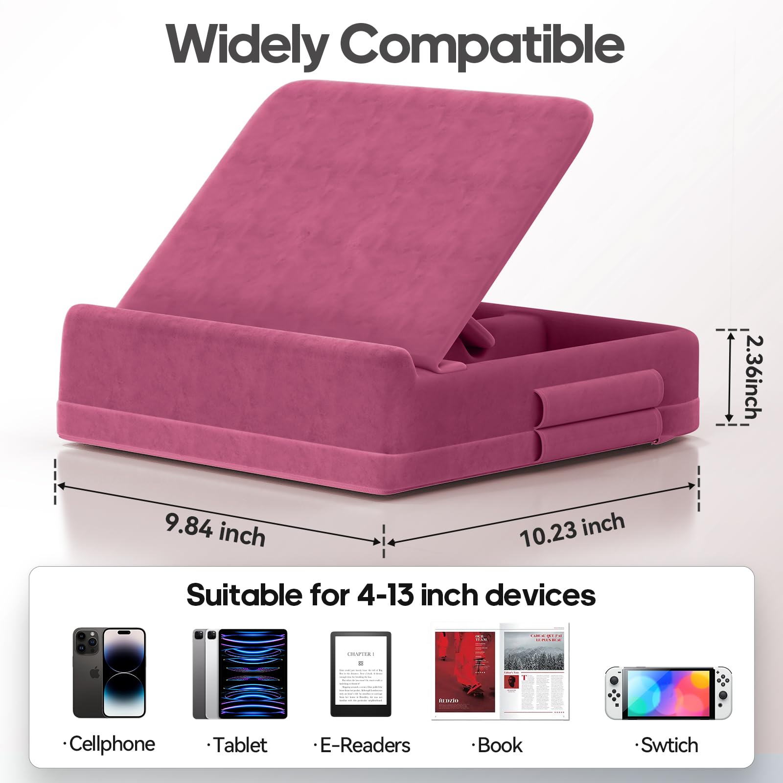 KDD Porta Tablet da Letto con Magazzino Pieghevole, Supporto Angolo Regolabile per iPad Pro 12.9, 10.5, Mini, Viola
