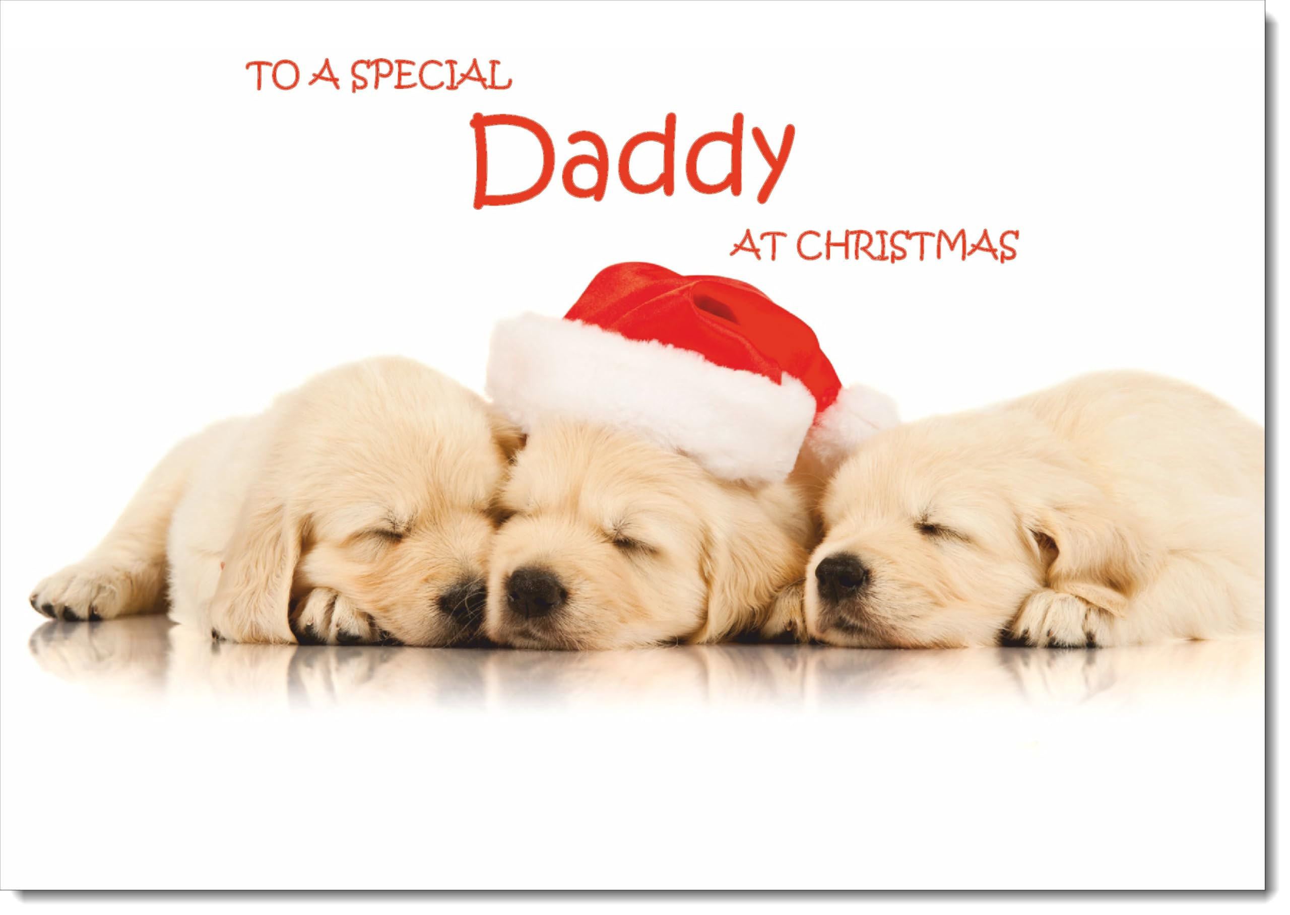 doodlecards Daddy Christmas Card Puppies with Santa Hat Large A4 Size Christmas Card for Daddy with Plain Envelope โ image 1