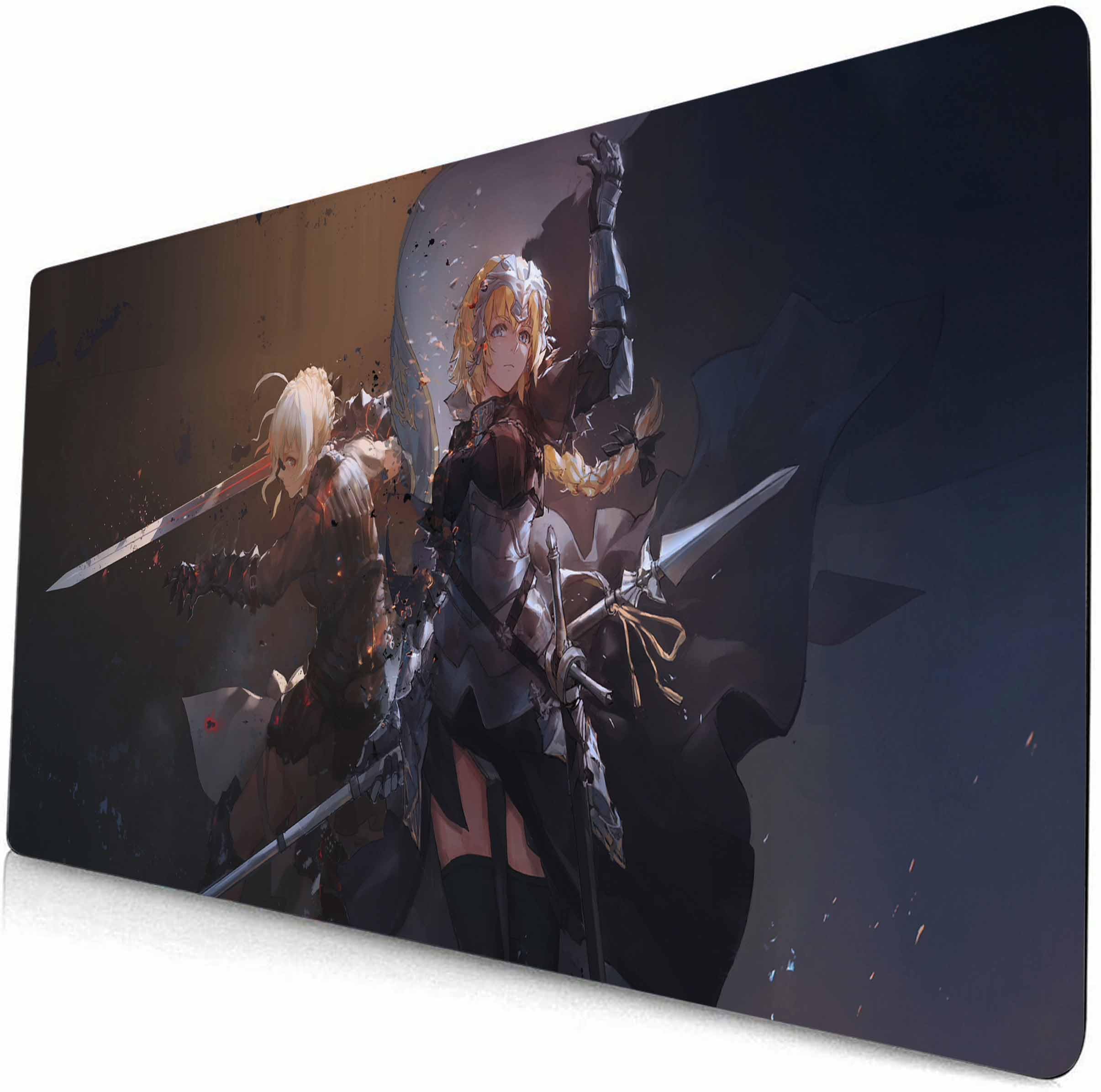 Anime Mouse pad Gaming Mouse pad Compatible Fate Mouse pad Large Stay Night Mouse Pad Stitched Edge Mousepad Non Slip Rubber Base (style1,90×40cm)