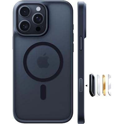 TORRAS for iPhone 16 Pro Case Translucent Matte Black | Compatible with MagSafe, Military Grade Drop Protection, Stronger Magnetic, Shockproof Airbag, Camera Control, Color Buttons, Slim Anti-Scratch