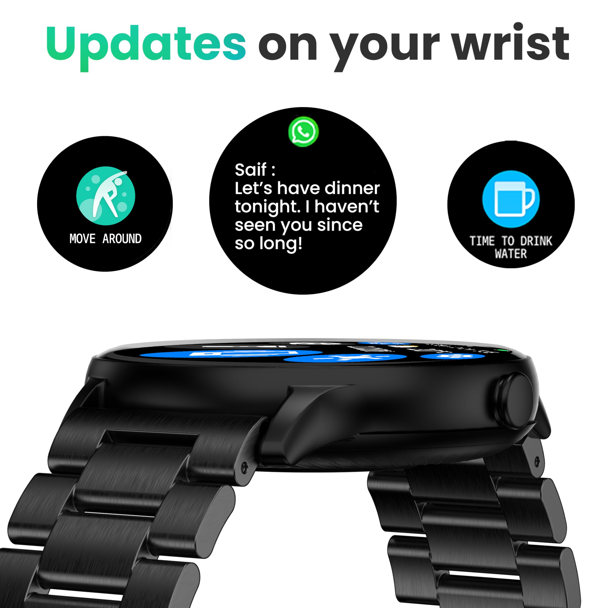 Boult Dire Smartwatch: zakrzywiony wyświetlacz HD 1,38 cala 2,5D, połączenia BT, jasność 500 nitów, IP67, ponad 250 tarcz zegarków, ponad 120 trybów sportowych, asystent głosowy AI, monitorowanie SpO2