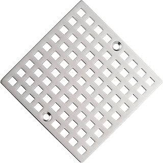 Square Shower Drain Cover, 4 Inch, SUS304 Stainless Steel, Hair Catcher Filter, Brushed Finish (Brushed Nickel)