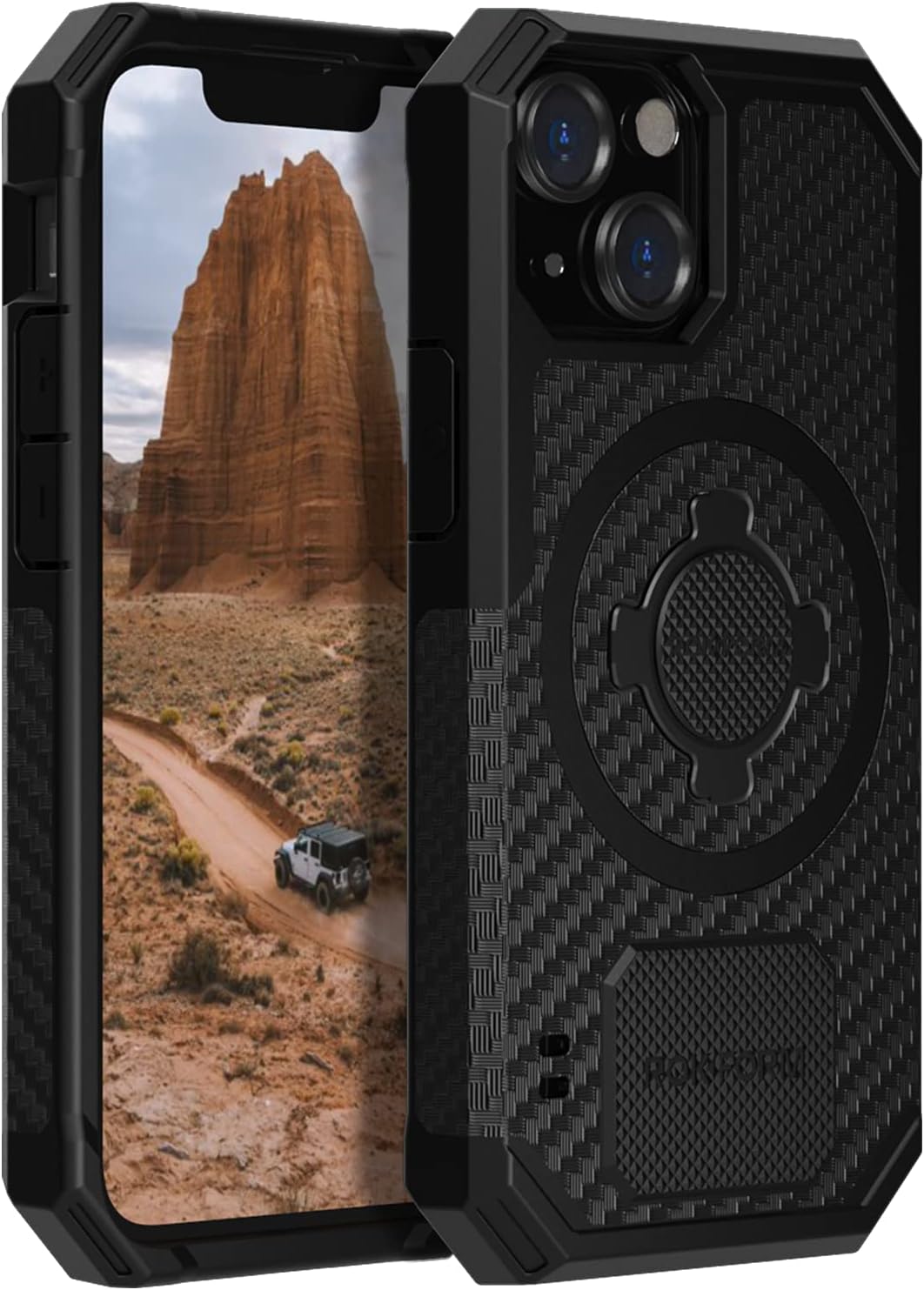iPhone 13 Mini Case, Rugged Series, Dual Magnet Plus MagSafe Compatible, Magnetic Protective Apple Gear, iPhone Cover with RokLock Twist Lock, Drop Tested Armor (Black)