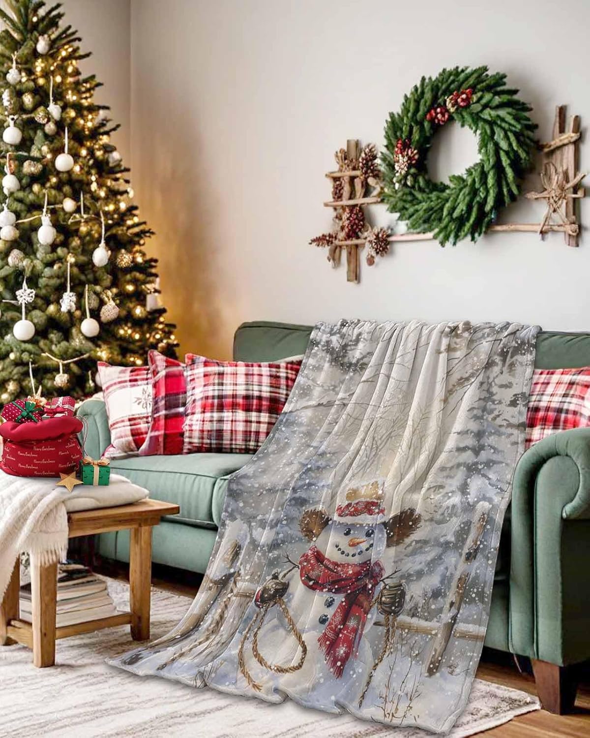 Throw Blankets, Christmas Snowman Western Cowboy Theme