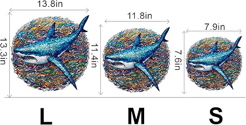 Miniatura 7 de WOODBESTS Rompecabezas de madera para adultos, rompecabezas de tiburón (M, 200 piezas, 11.8 x 11.4 pulgadas), hermosa caja de madera, rompecabezas
