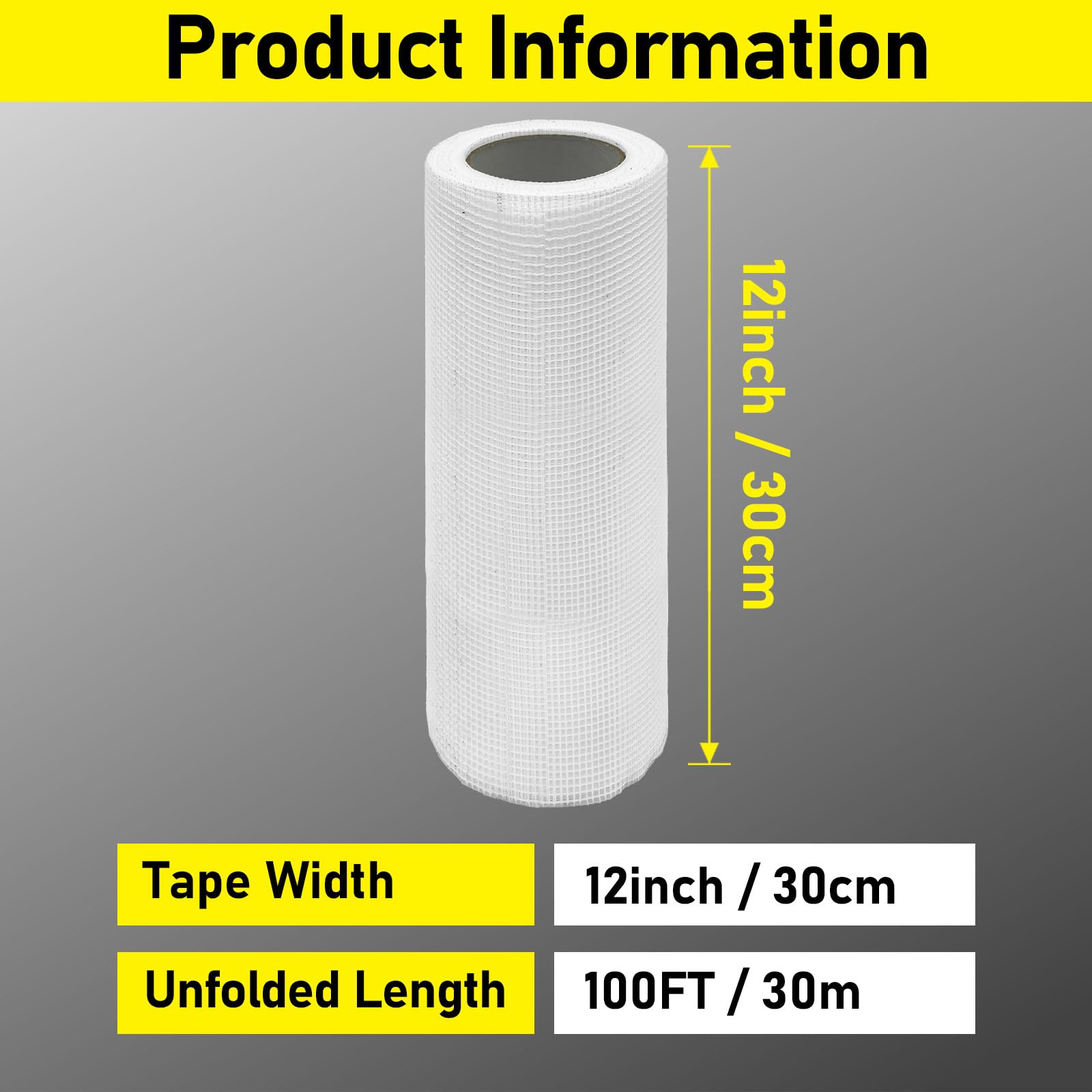 Nastro adesivo per cartongesso da 30,5 cm e 30,5 cm, in fibra di vetro crittografato, per riparazioni su pareti e toppe