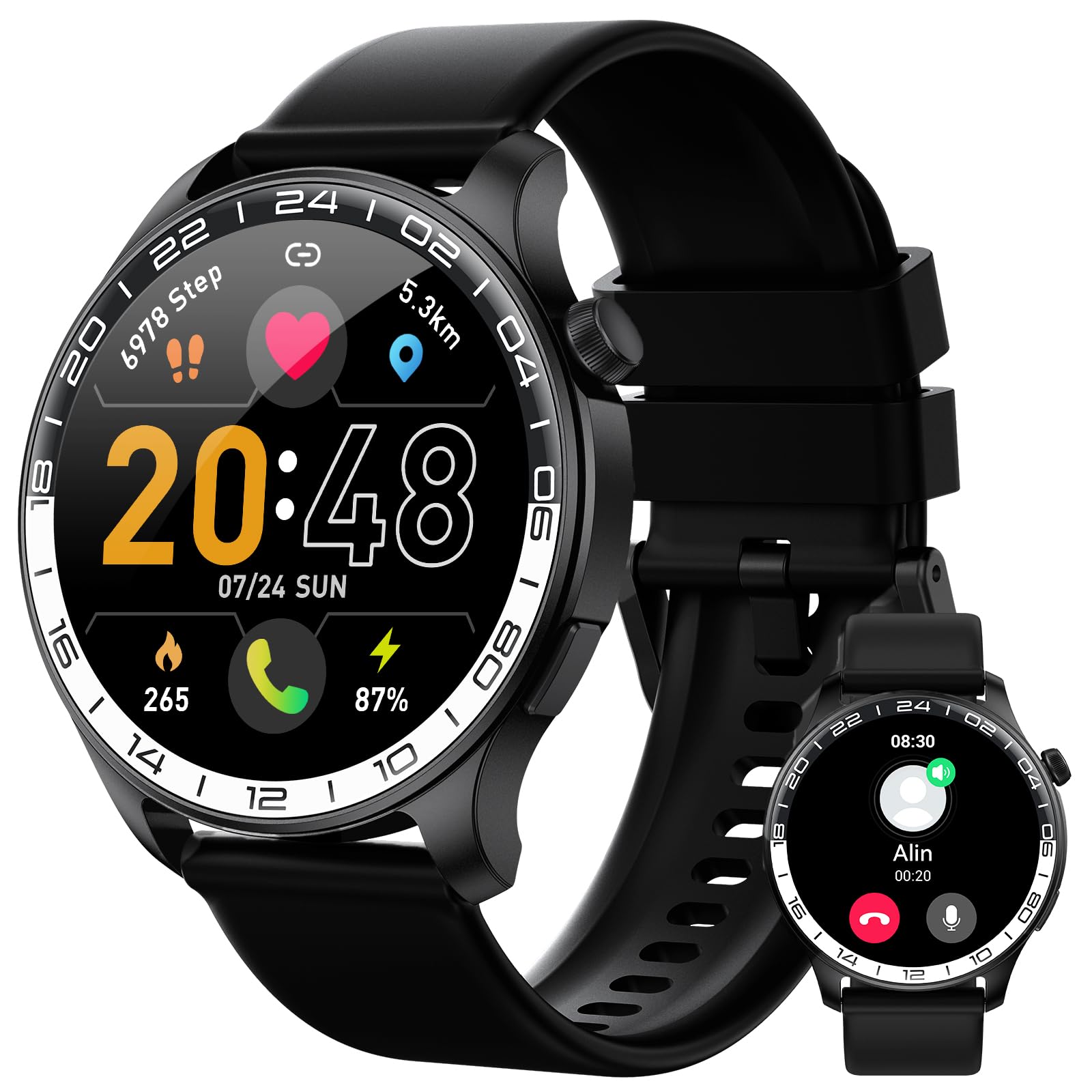Fempoin Smartwatch, 1.43" HD AMOLED Orologio Smartwatch Uomo Donna con Chiamate e Whatsapp, Orologio Digitale con 100+ Sport, Sonno/Cardiofrequenzimetro, IP68 Impermeabile Smart Watch per Android iOS