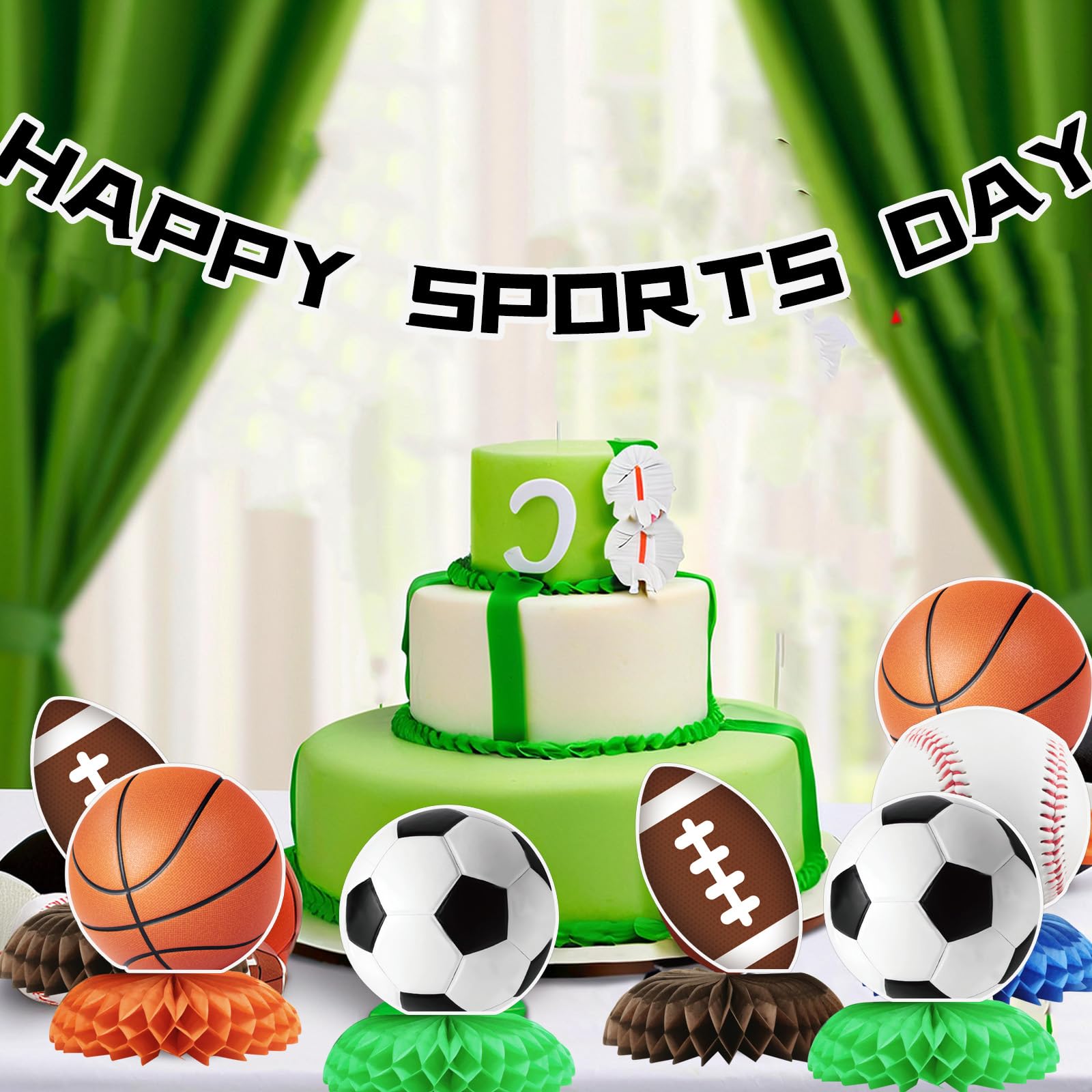 12 stuks sportverjaardag feestdecoraties, sportthema feestartikelen