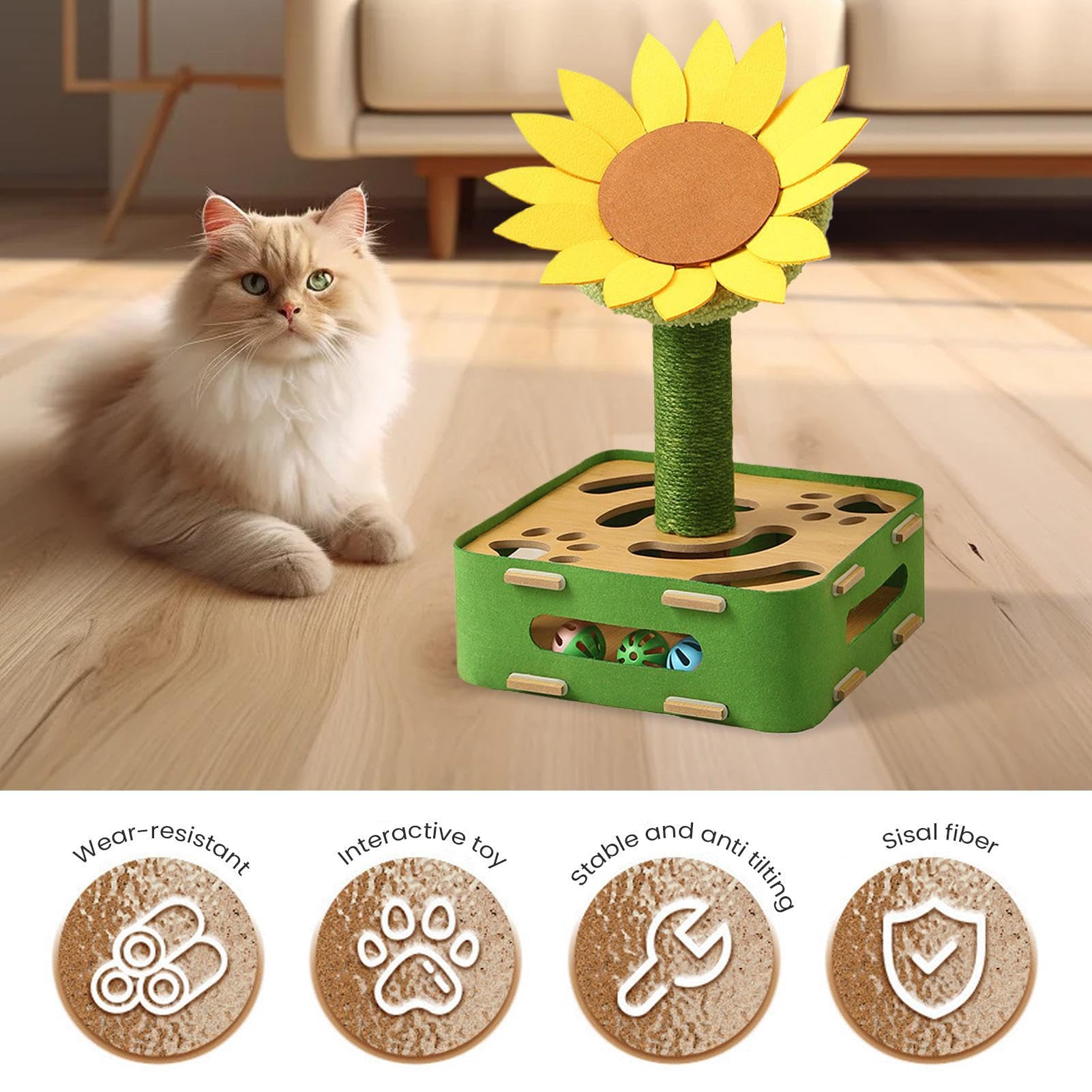Interaktives Katzenspielzeug Futterball Mit Sonnenblumen Design