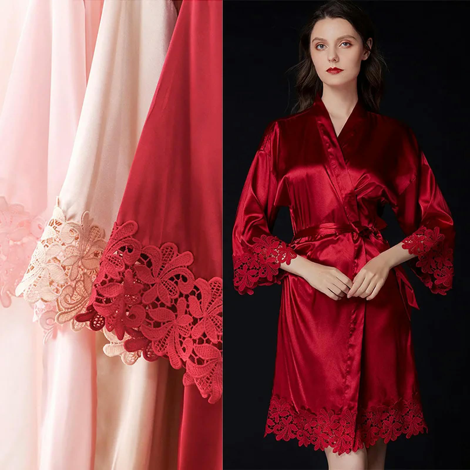 MdybF Robe de Chambre Summer Lace Sleepwear Bride & Bridemaid Wedding Robe Robe Robe Solie Back Kimono Bataille Femme Focus Night Robe Night