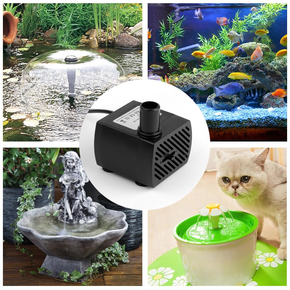 flintronic Mini Pompa Acqua, Sommergibile Ultra-Silenzioso 5W 350L/H Pompa per Acquario Fontane Acqua Sistemi di Circolazione per Terrari, Acquario, Laghetto, Pesce Stagno,Ecc