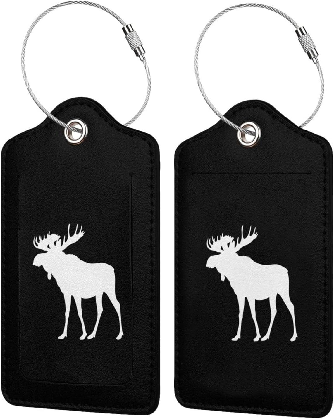 Moose Luggage Tags with Name Id Labels Leather Luggage Tag, for