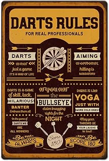 1pc Vintage Metal Tin Sign 8x12 inch Retro Dart Rules Sign Rust Look Always Score 180 darts Accessories Poster For Home Games Room Men Cave Cafes Bars Pubs Wall Decor