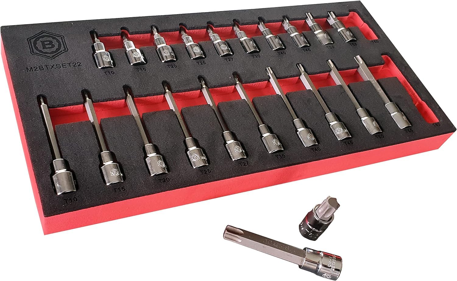 Britool Hallmark Torx Bit Set, T10-T60, 3/8" Drive, 48Mm & 95Mm Bits, Storage Tray, 10 Piece