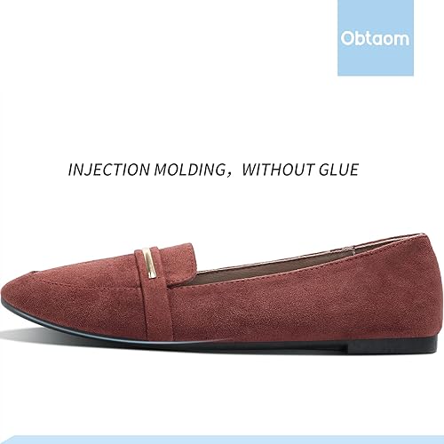 Miniatura 2 de Obtaom Mocasines Planos de Punta Puntiaguda para Mujer, Cómodos de Gamuza Sintética, Zapatos de Trabajo, Bonitos Mocasines Penny sin Cordones Estilo