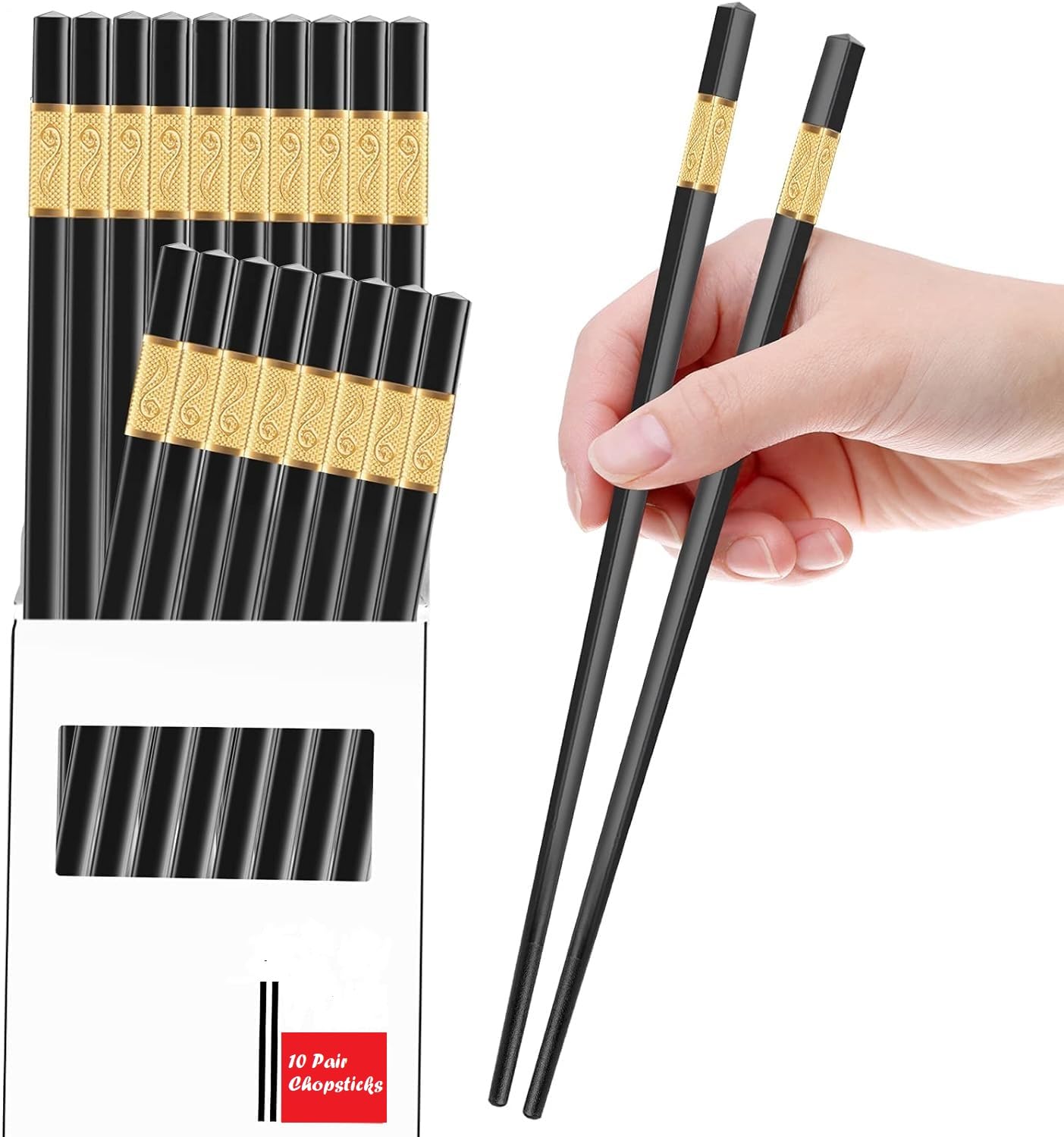 Buy LISHONN 10 Pair Fiber Glass Chopsticks, Dishwasher Safe Chopstick