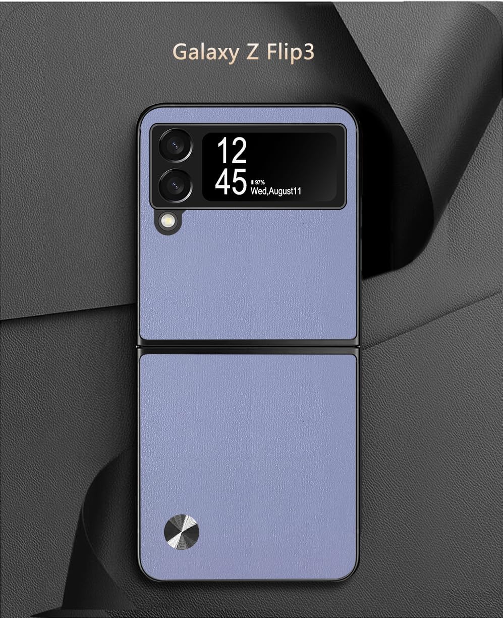for Samsung Galaxy Z Flip 3 Case 5G (2021), Soft TPU Artificial Leather Back, Extremely Light Ultra-Light Cover, Anti-Fingerprint-Scratch Camera Protection Phone Case for Z Flip 3 (Gray) image 2