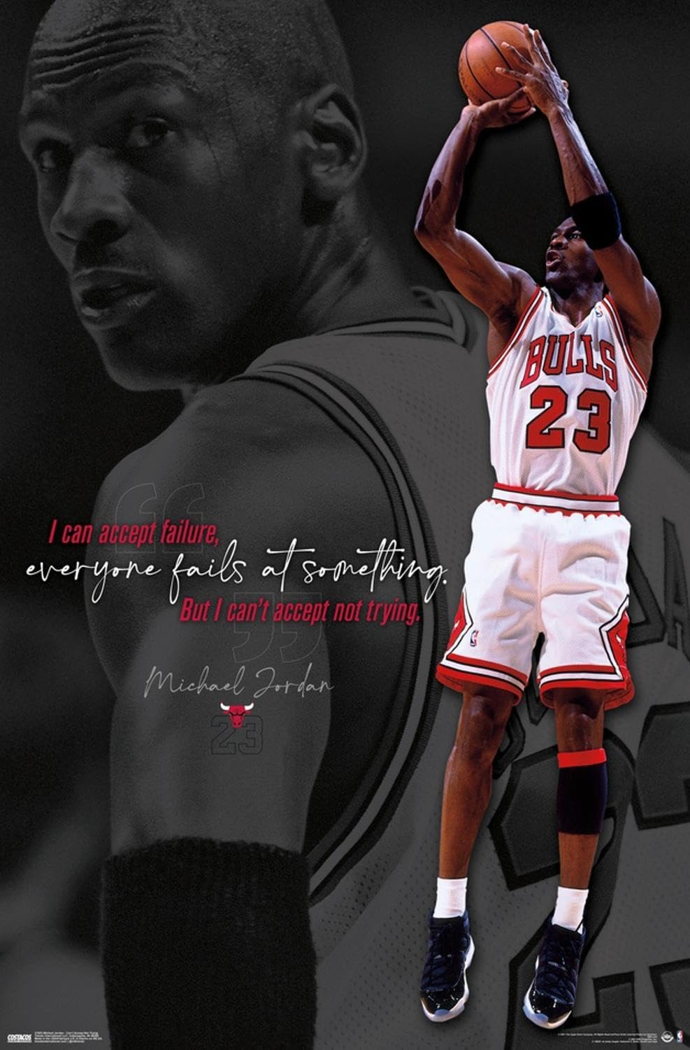 Michael Jordan - Can't Accept Not Trying Wall Poster, 19L" x 13W", Premium Unframed Version