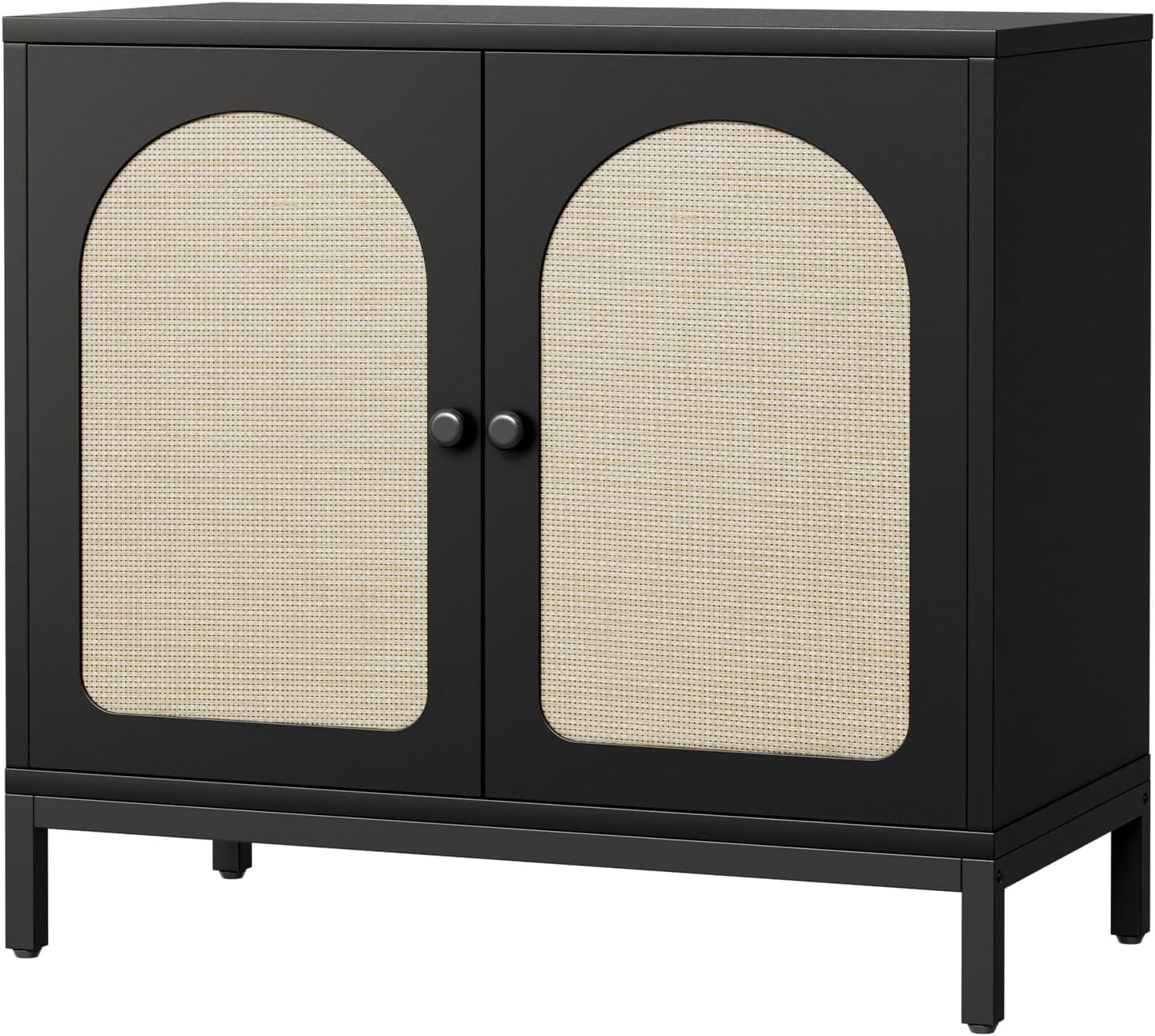 Buffet Cabinet With Storage, Kitchen Storage Cabinet With Rattan Doors, Accent Cabinet With Adjustable Shelf, Boho Accent Cabinet, Liquor Cabinet, Bar