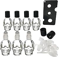 Vista 10 de Juego de 7 piezas 10ml Mini Botella cuentagotas de vidrio con forma de calavera a prueba de fugas para aceites esenciales para almacenamiento