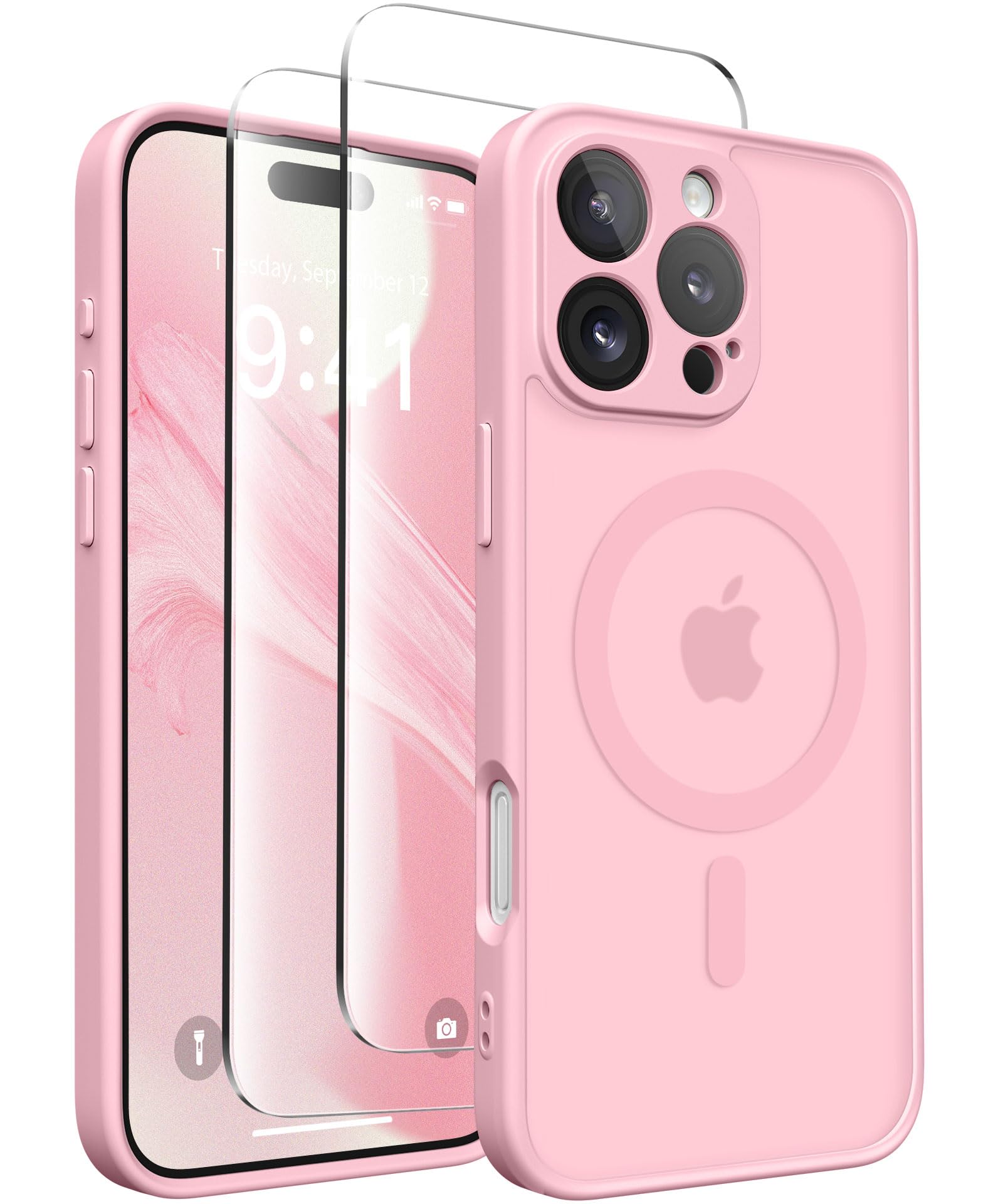 CAPRARO Magnetic Compatible with iPhone 16 Pro Case, Upgraded [Full Camera Protection] [Compatible with MagSafe] Protective Translucent Matte Women