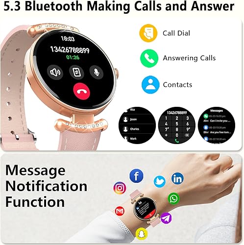 Miniatura 2 de Relojes para mujer, responder/hacer llamadas, reloj AMOLED de 1.32 pulgadas con pantalla ultra clara para mujer con frecuencia cardíaca, monitor