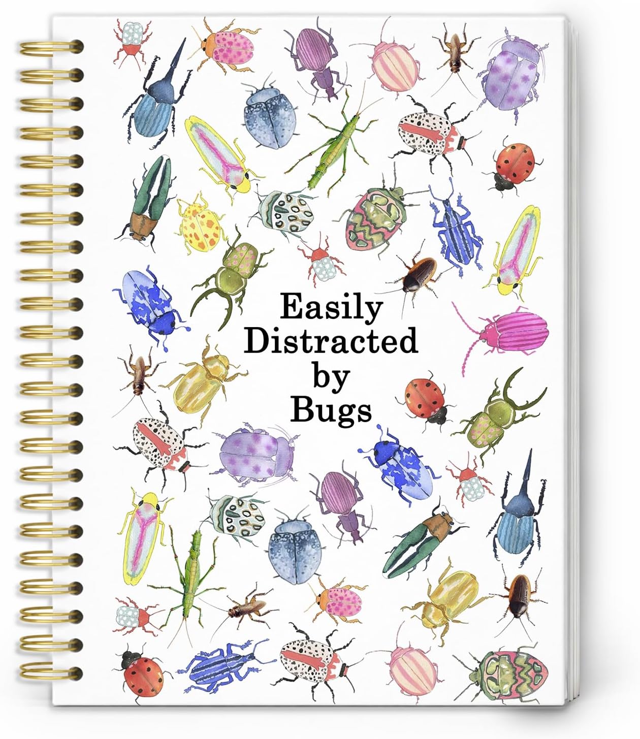 TAZSWDM Colorful Insect Spiral Notebook Journal, Bug Lovers Entomology Gifts Journaling Journal for Kids,Easily Distracted by Bugs Entomologist Hardcover Notebook,5.5x8.3 Inch blankbook,365