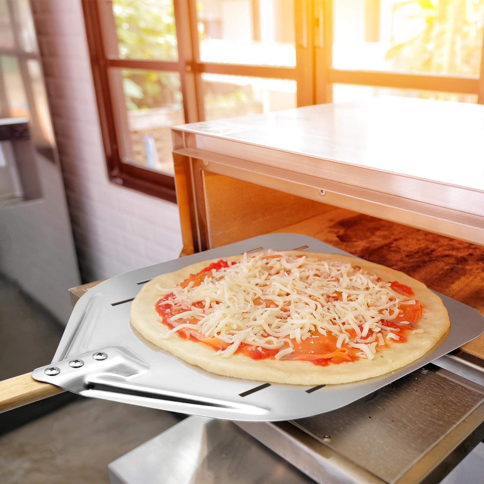 Pelle à Pizza En Aluminium 40x30 Cm - Manche En Bois Amovible, Perforée, Avec Pinceau à Huile Caputo Pizzeria Pelle à Pizza En Aluminium 40x30 Cm - Manche En Bois Amovible, Perforée, Avec Pinceau à Huile Caputo Pizzeria