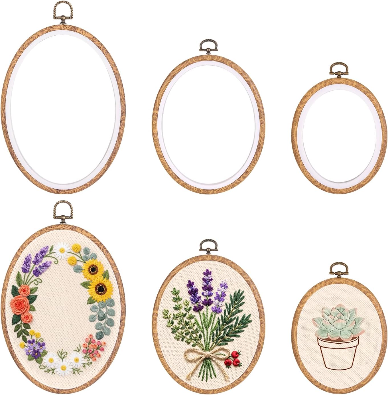 3PC Rectangle Embroidery Hoops, Decorative Cross Stitch Hoops,Imitated Wood Frame for Embroidery Art Craft Sewing and Ornaments ,3 Different Size（11*15/15*20/19*26cm，4.3*6/6*7.8/7.5*10.21inch）